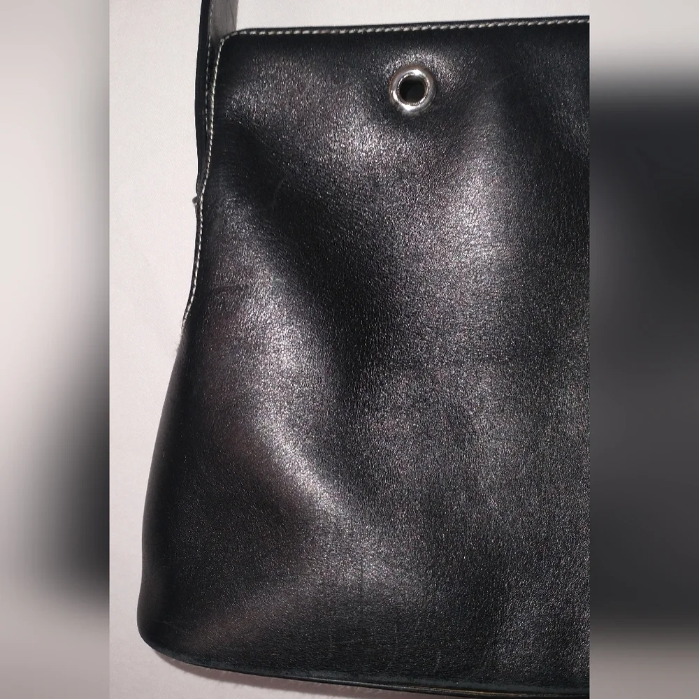 Lauren Ralph Lauren Elegant Black Leather Shoulder Bag Retro Vintage 90"S - Picture 5 of 11